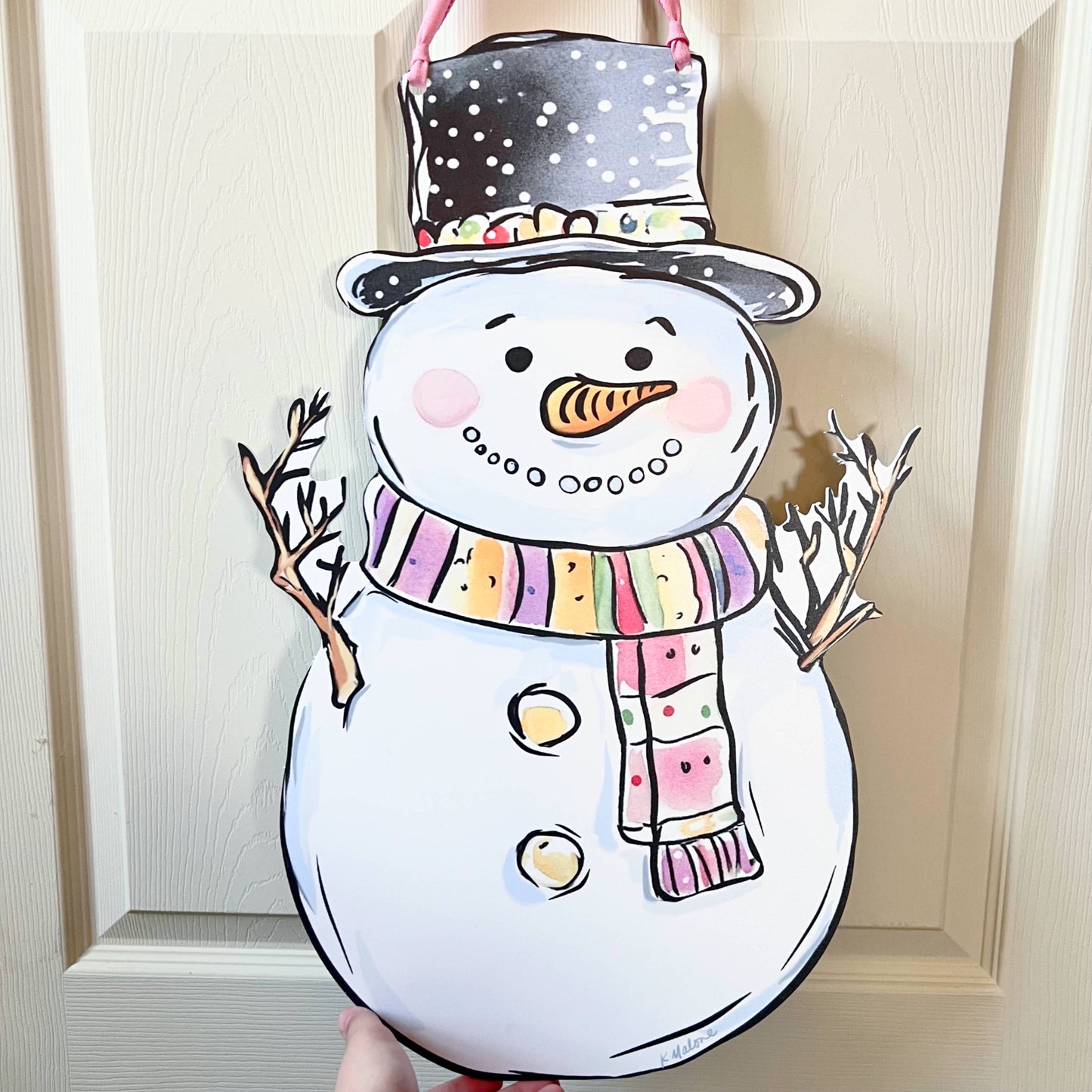 Winter Snowman Door Hanger