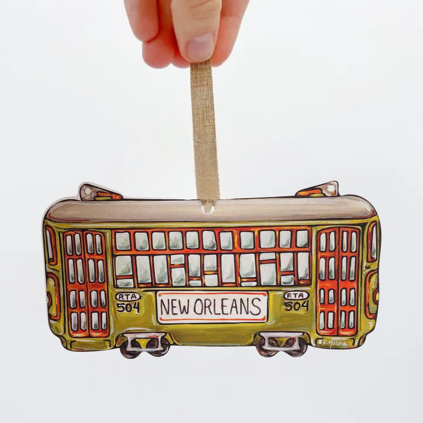 Acrylic Green Streetcar Ornament
