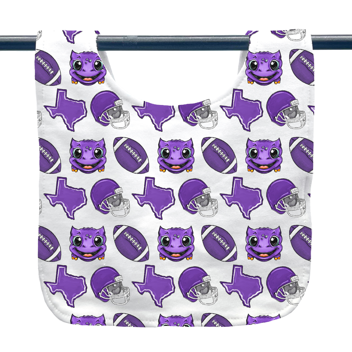 Horned Frog Football Baby Bib
