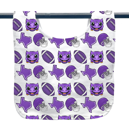 Horned Frog Football Baby Bib