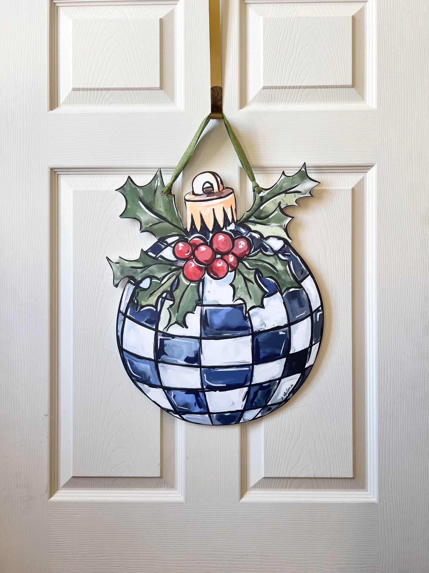 Black and White Checkered Ornament Door Hanger