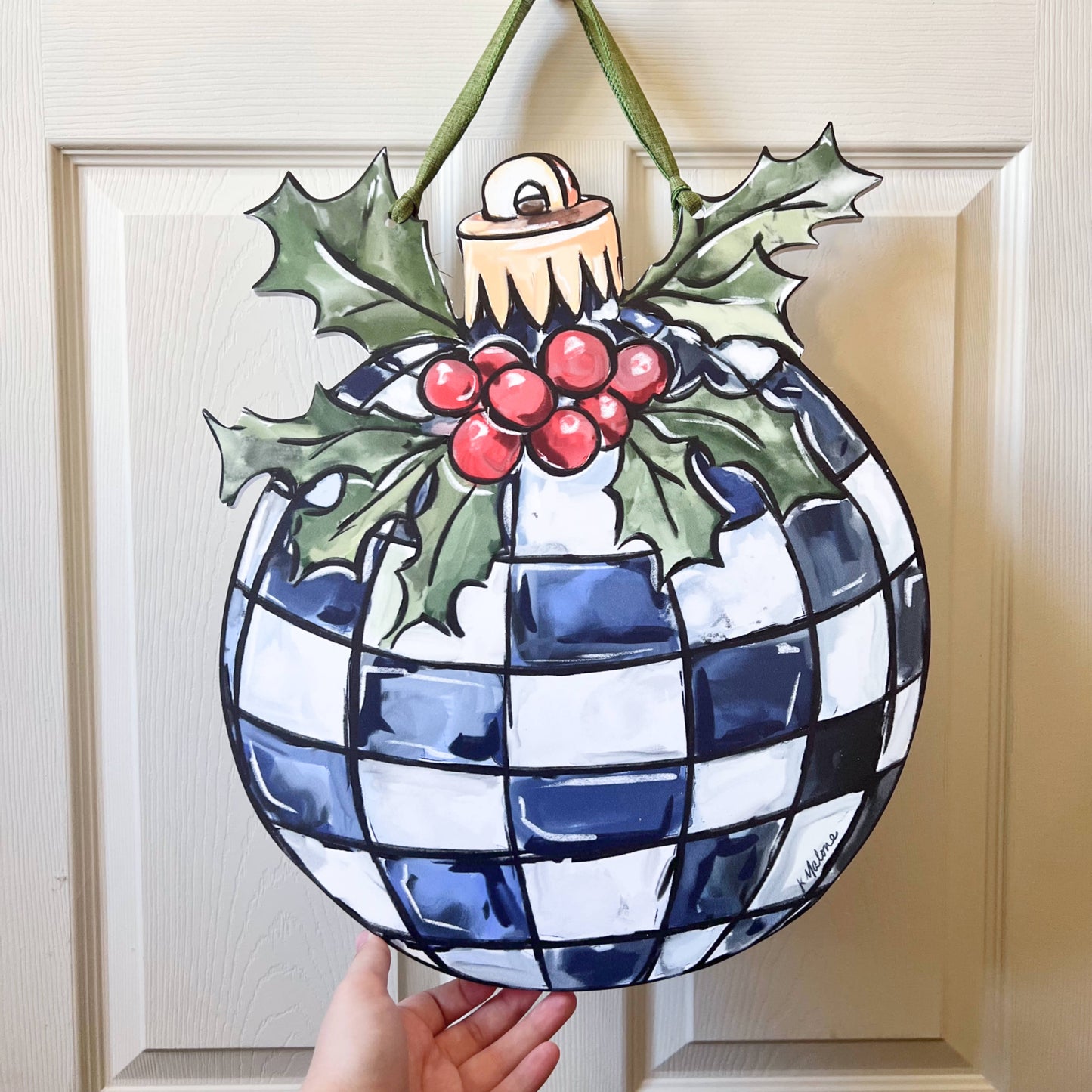 Black and White Checkered Ornament Door Hanger