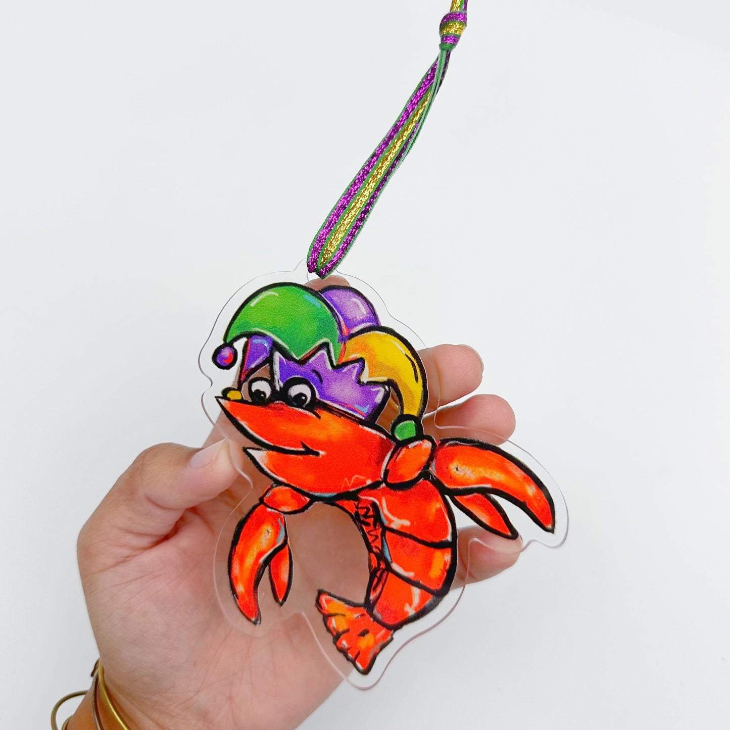 Mardi Gras Crawfish Acrylic Ornament