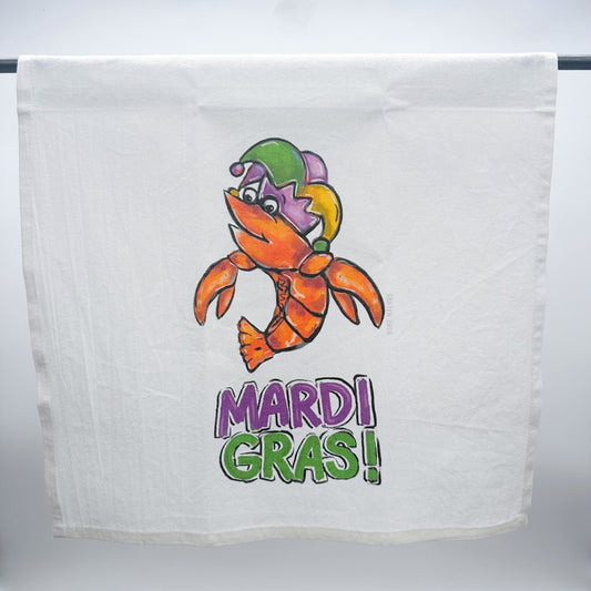 Mardi Gras Crawfish Kitchen Tea Towel Carnival Decor