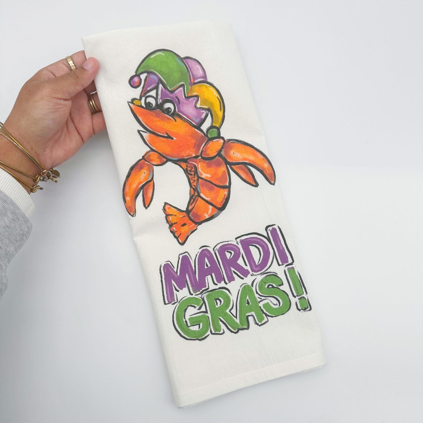 Mardi Gras Crawfish Kitchen Tea Towel Carnival Decor