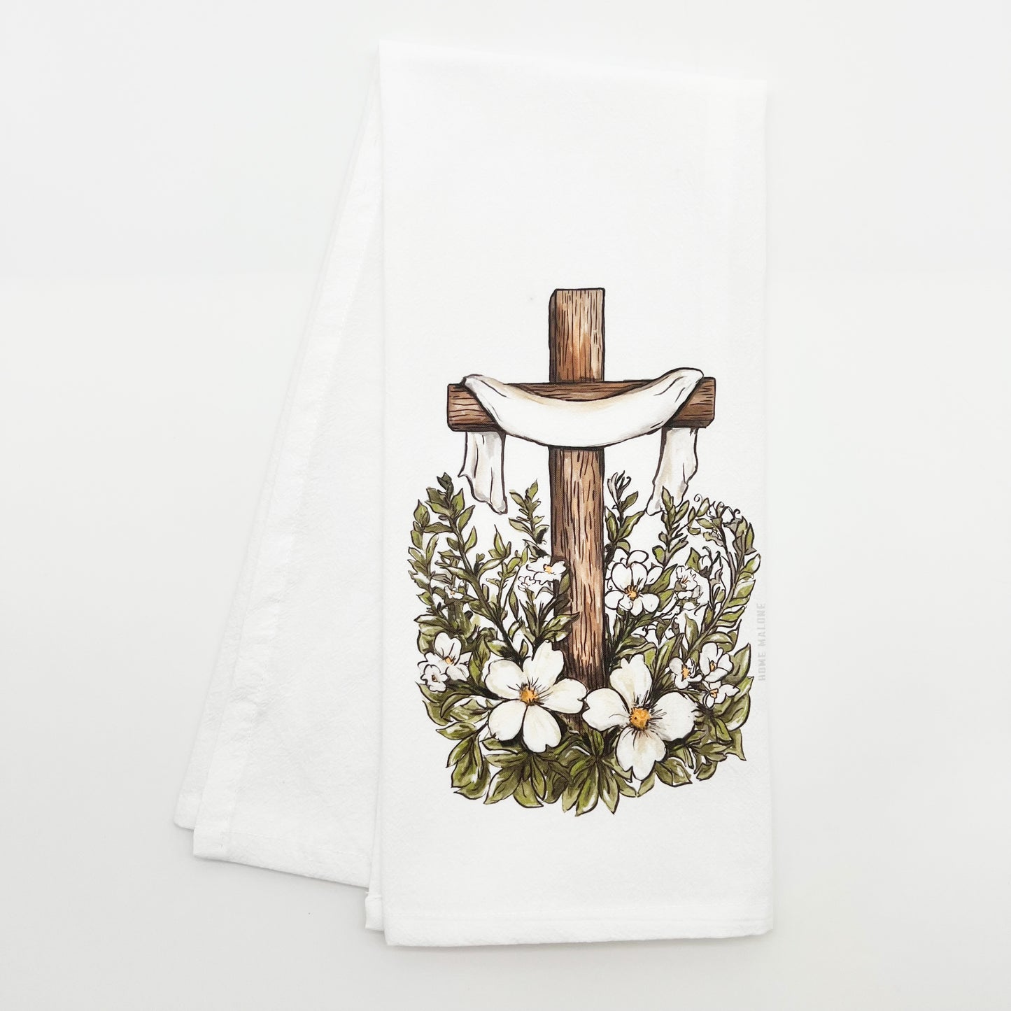 Easter Cross Tea Towel - Pretty Spring Kitchen Decor