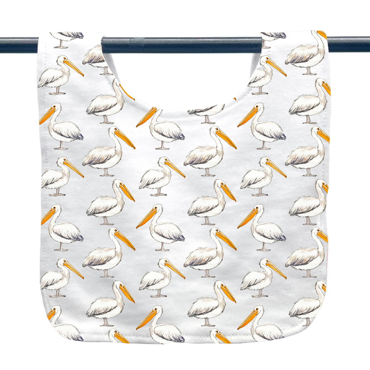 Pelican On White Baby Bib