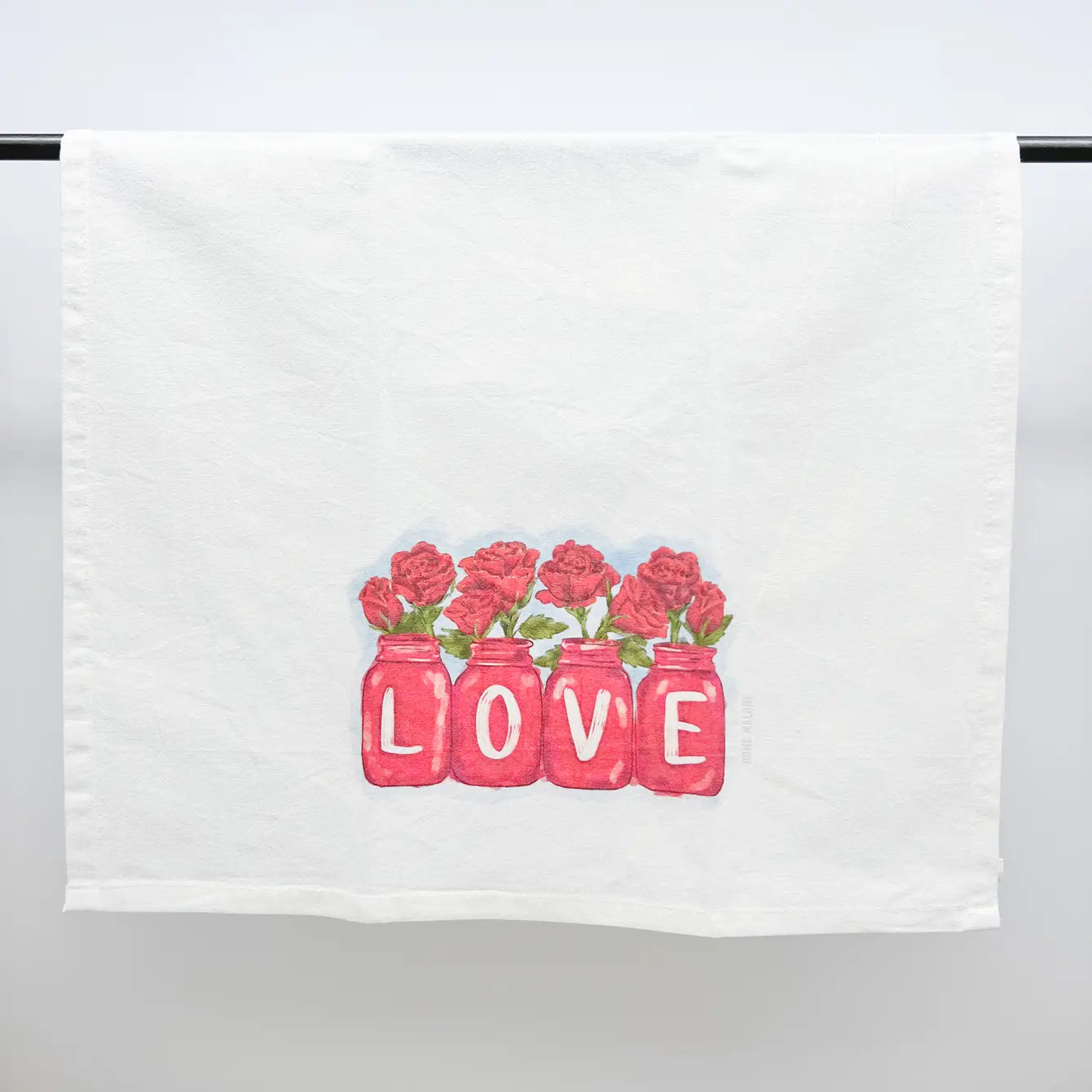 Valentine's Roses in Mason Jars Tea Towel