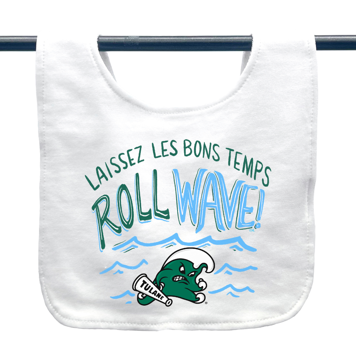 Tulane Roll Wave Baby Bib