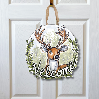 White-Tailed Deer Welcome Door Hanger