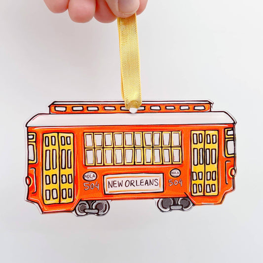 Red Streetcar Acrylic Ornament