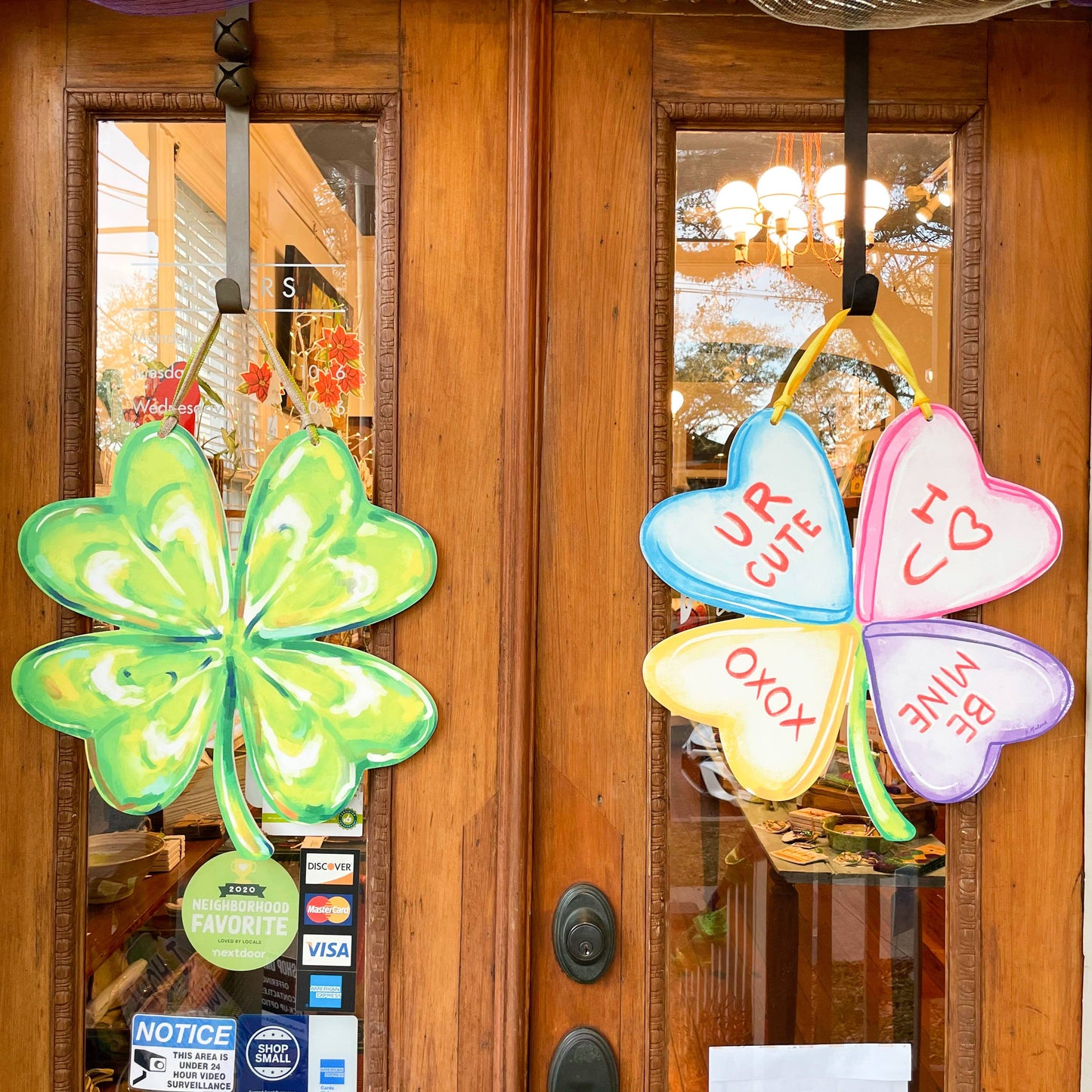 Double Sided Clover / Conversation Hearts Door Hanger