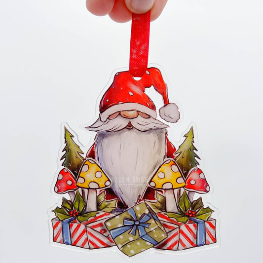 Santa Gnome Acrylic Ornament