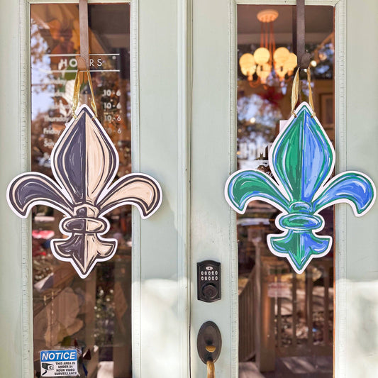 Reversible Tulane & Saints Fleur De Lis Door Hanger