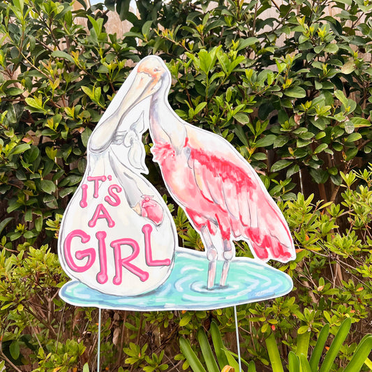 It's A Girl Yard Sign - Yard Decor New Orleans Baby Welcome