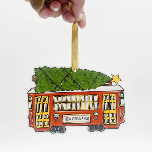 Christmas Red Streetcar Acrylic Ornament