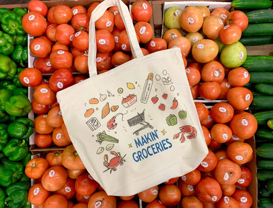 Makin' Groceries Reusable Shopping Tote - NOLA Canvas Bag