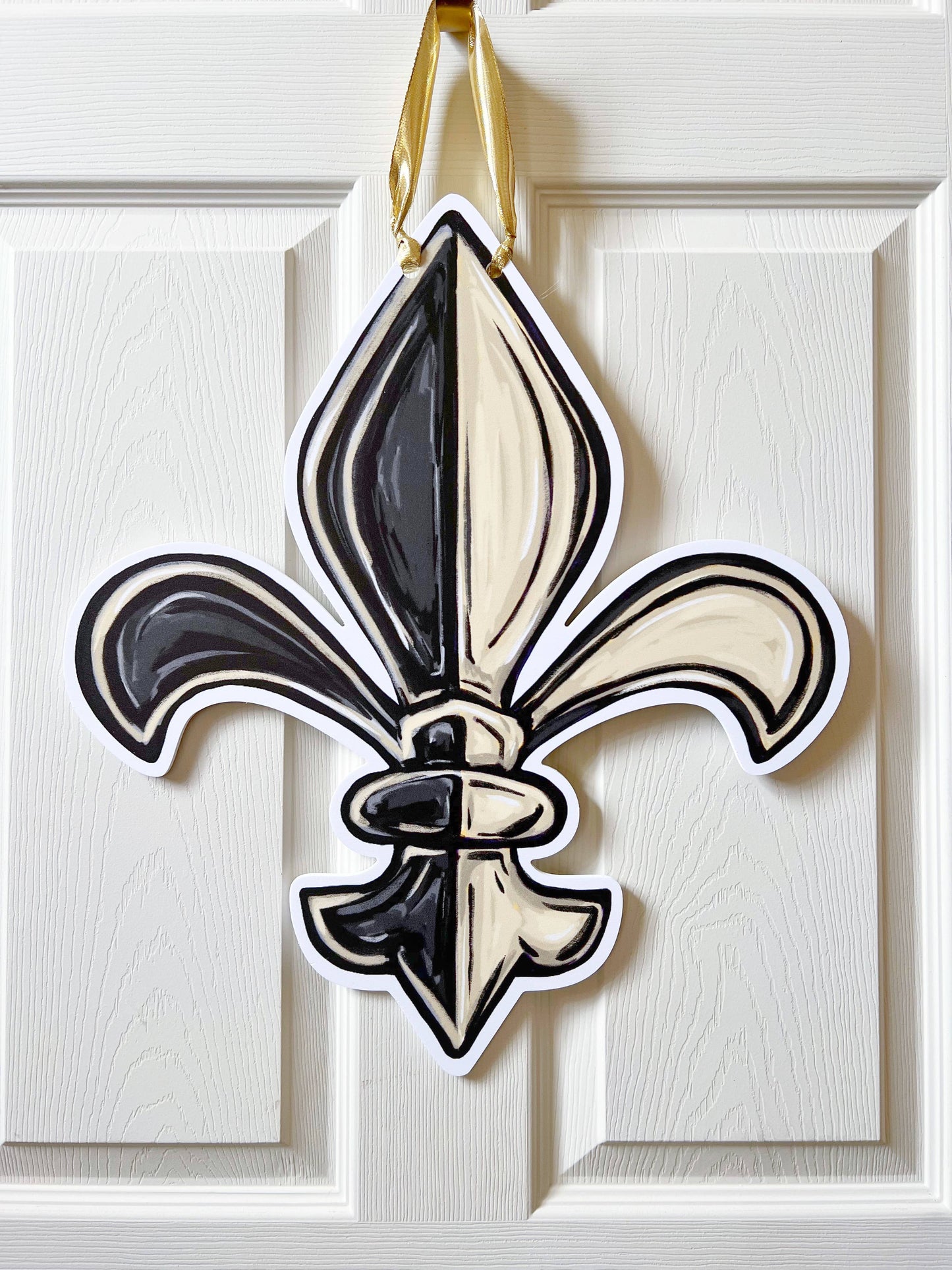 Black & Gold Fleur De Lis Door Hanger