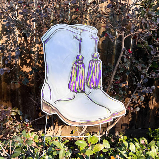 Mardi Gras Marching Boots Yard Sign New Orleans Carnival Art