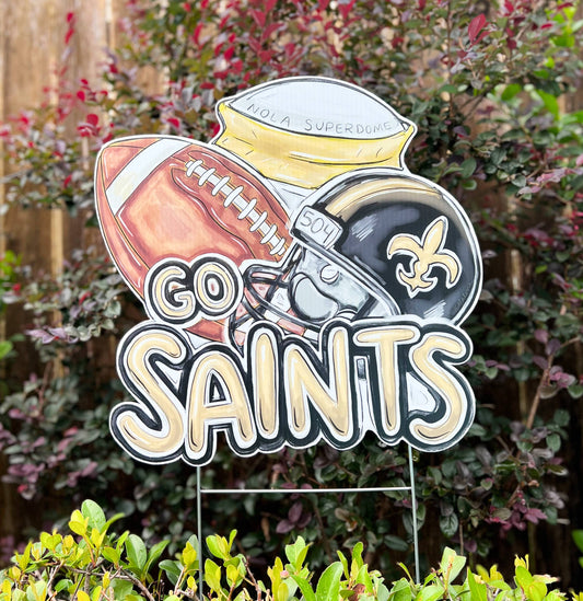 Go Saints Yard Sign New Orleans Who Dat NFL Outdoor Decor