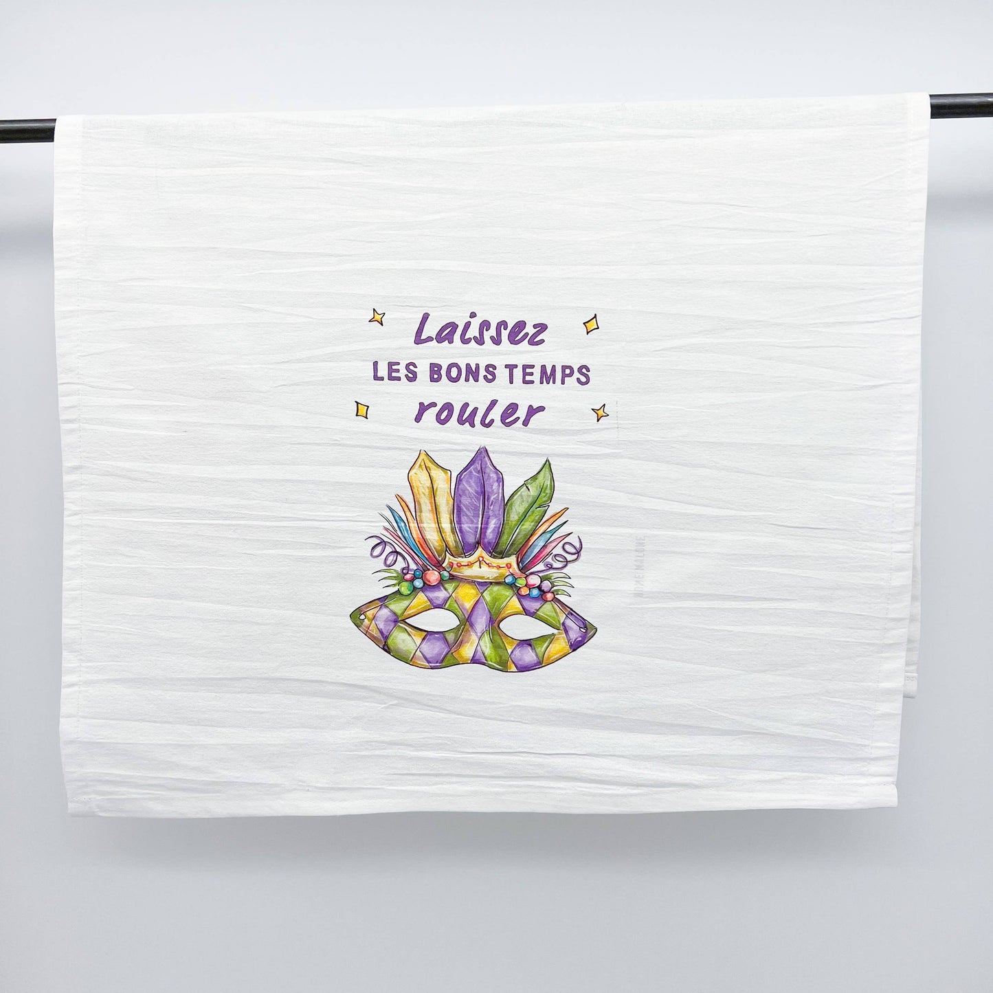 Laissez Les Bons Temps Rouler Carnival Mask Tea Towel