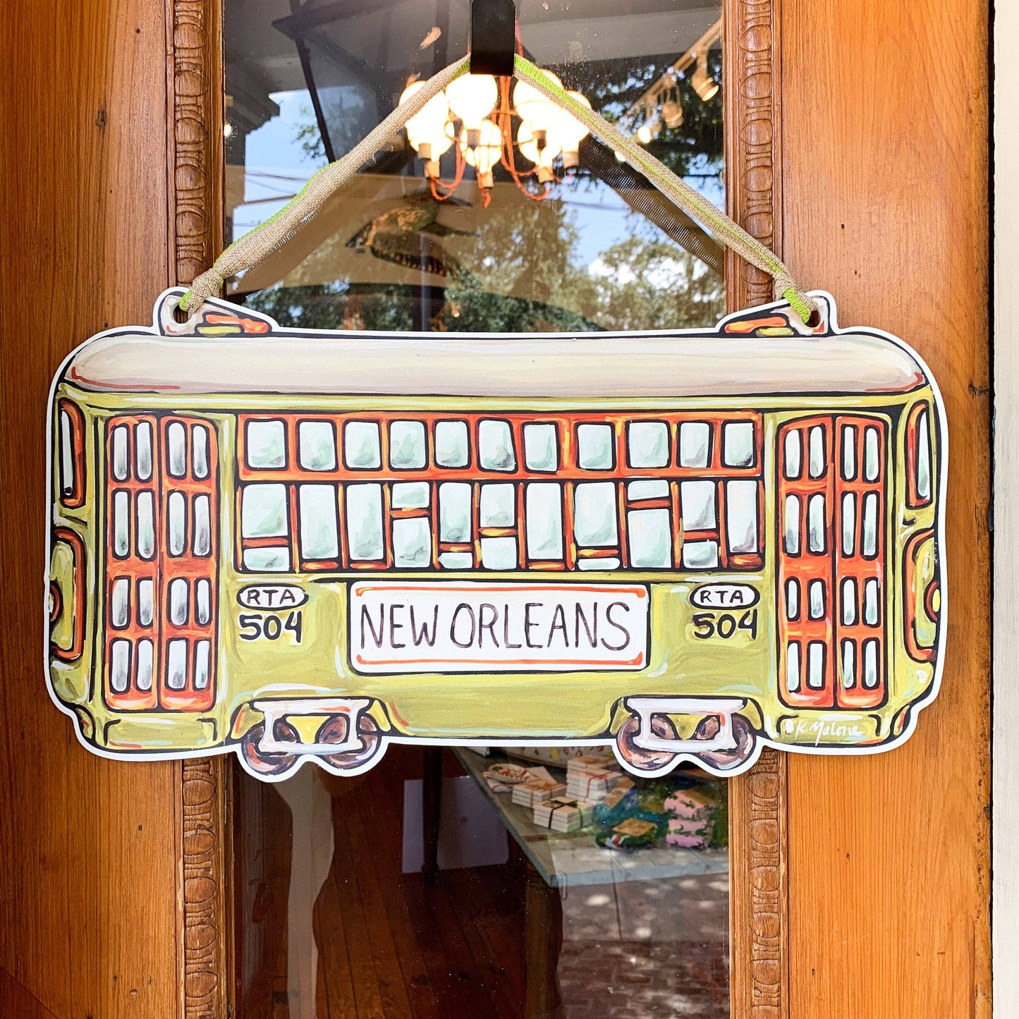 Green Streetcar Door Hanger