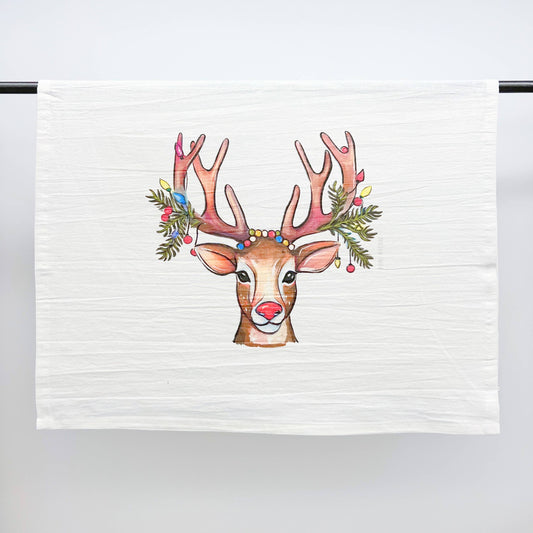 Holiday Deer Tea Towel
