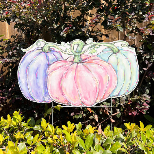 Pastel Pumpkins Yard Sign - Fall Outdoor Decor