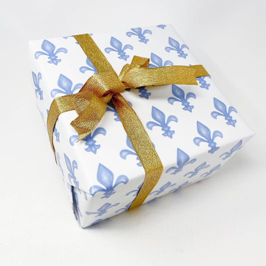 Blue Fleur De Lis Wrapping Paper