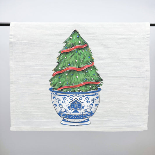Chinoiserie Christmas Tree Tea Towel
