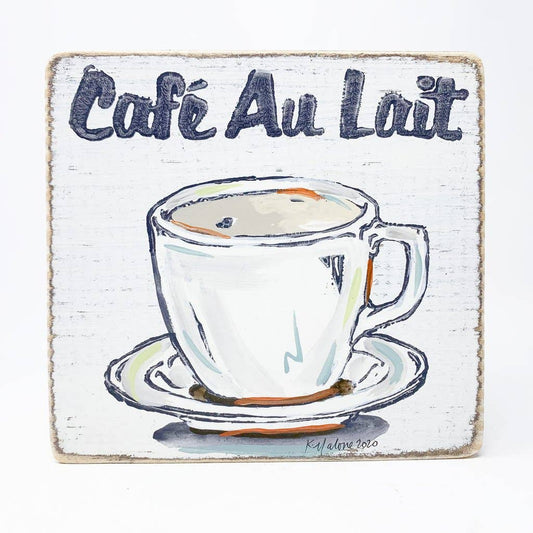 Café Au Lait Wood Sign New Orleans Coffee Indoor Decor